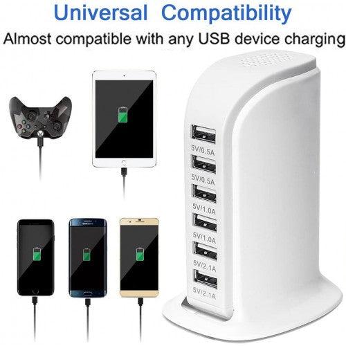 Toytexx 30W 6 Port USB Universal Charging Station Rapid Charger Power Adapter USB Multi Socket Charging Organizer - Toytexx Toytexx 30W 6 Port USB Universal Charging Station Rapid Charger Power Adapter USB Multi Socket Charging Organizer - Toytexx